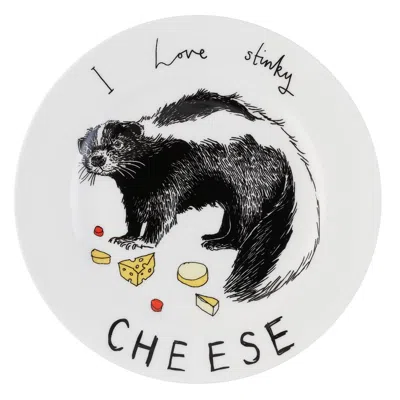 Jimbobart 'i Love Stinky Cheese' Side Plate In White