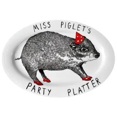 Jimbobart "miss Piglet's" Party Platter In White