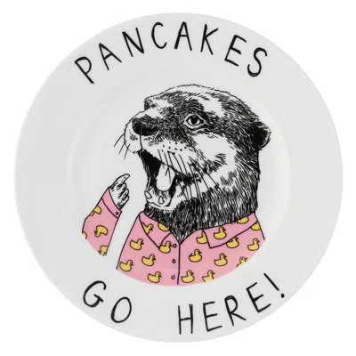 Jimbobart 'pancakes Go Here' Side Plate In Pink