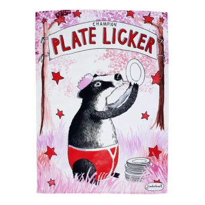 Jimbobart Tea Towel  Champion Plate Licker In Multi