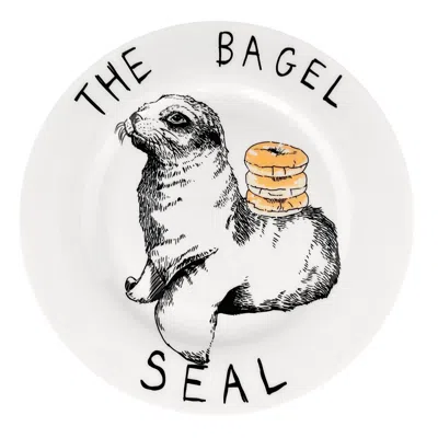 Jimbobart The Bagel Seal Side  Plate In White