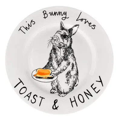 Jimbobart This Bunny Loves Toast & Honey  Side Plate In White