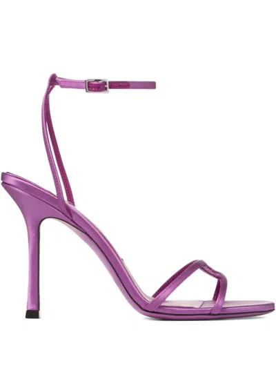 Jimmy Choo 100 Mm Leo Round-toe Sandals In Purple