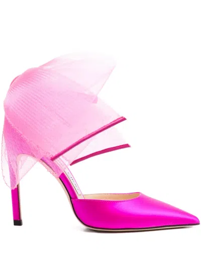 Pre-owned Jimmy Choo 100mm Averly Heeled Pumps In Pink