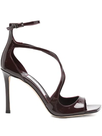 Jimmy Choo 100mm Azia Patent Leather Criss-cross Sandals