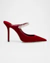 Jimmy Choo 100mm Bing Embellished Velvet Mule Pumps In Red