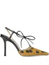 Jimmy Choo Bow 100 Leather Slingback Pumps In Gold