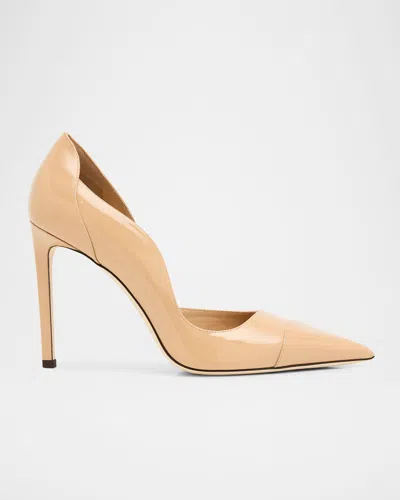Jimmy Choo 100mm Brigitte Patent Leather D'orsay Pumps In Neutral
