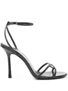 Jimmy Choo 100mm Core Leo Ankle-strap Leather Sandals In Black