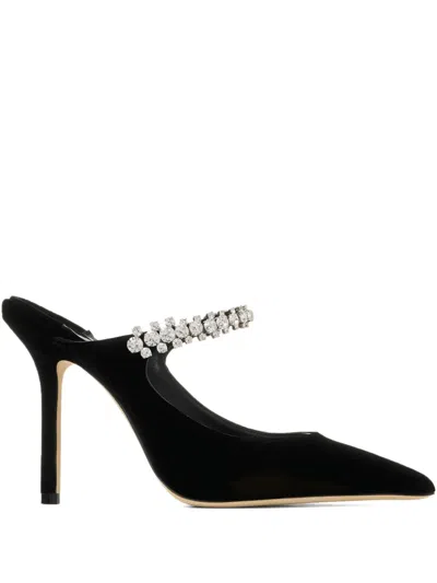 Jimmy Choo 100mm Crystal-embellished Heeled Mules In Black
