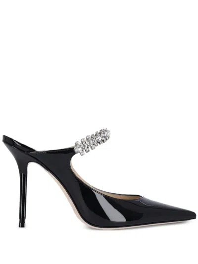 Jimmy Choo 100mm Crystal-embellished Pointed-toe Mules In Black