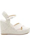 Jimmy Choo 100mm Dellena Leather Cross-strap Wedge Espadrilles
