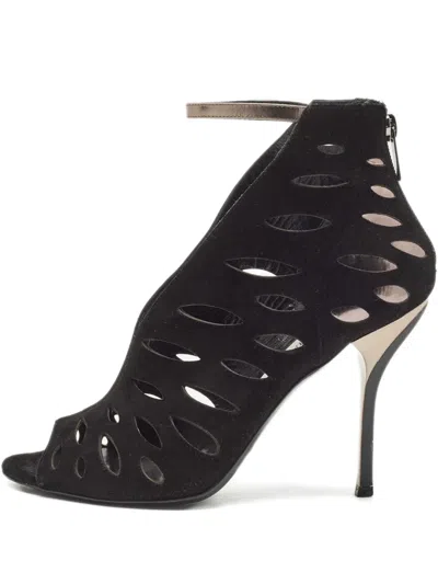 Pre-owned Jimmy Choo 100mm Drift Cut-out Sandals In Black
