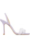 Jimmy Choo 72138 Feather-trimmed Suede Sandals In Purple