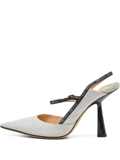Pre-owned Jimmy Choo 100mm Glitter-embellished Slingback Pumps
