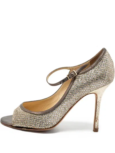 Pre-owned Jimmy Choo 100mm Glitter Sandals