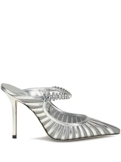 Jimmy Choo 100mm Leather Heeled Sandals In Silver