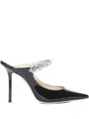 Jimmy Choo Black Pumps With Crystal Strap In Patent Leather Woman