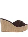 Jimmy Choo 100mm Leather Wedge Espadrille Sandals In Black