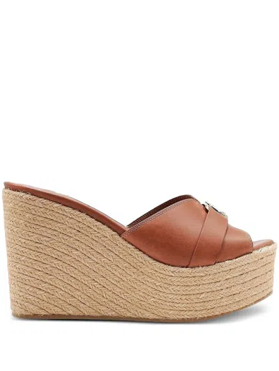 JIMMY CHOO 100MM LEDA WEDGE SANDALS