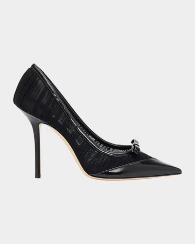 Jimmy Choo 100mm Love Mesh Tulle Pumps In Black