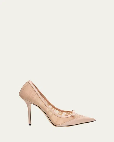 Jimmy Choo 100mm Love Mesh Tulle Pumps In Pink