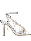 Jimmy Choo 100mm Lula Crystal-embellished Bow Sandals In Silver