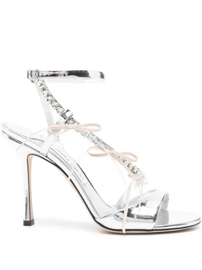 Jimmy Choo 100mm Lula Sandals In Silver