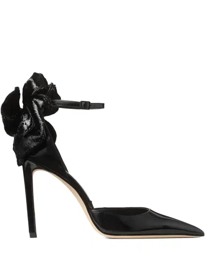 JIMMY CHOO 100MM MARJA BOW ANKLE-STRAP PUMPS