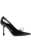 Jimmy Choo Orb 95 Embellished Patent Leather Pumps In Black
