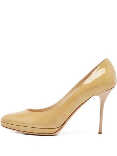 Pre-owned Jimmy Choo 100mm Patent-leather High-heel Pumps In Neutral