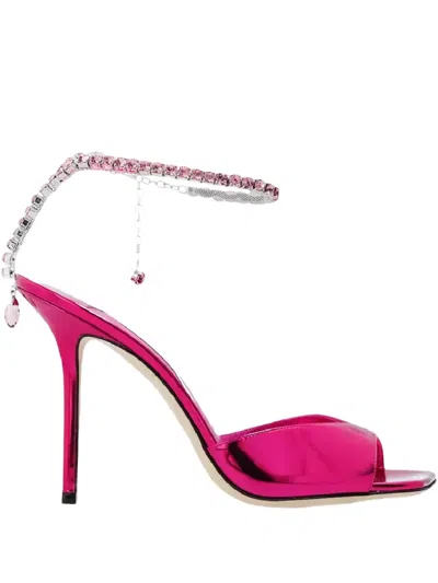 Jimmy Choo 100mm Saeda Crystal-embellished Sandals In Pink