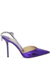 Jimmy Choo Saeda Crystal Ankle Strap Pointed Toe Pump