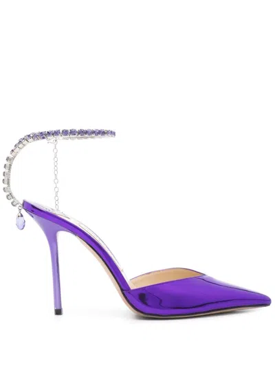Pre-owned Jimmy Choo 100mm Saeda Pumps In Purple