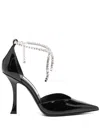 Jimmy Choo Stevie 100 Crystal-embellished Pumps In Patent Leather In Black