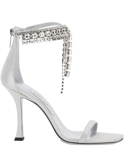 Jimmy Choo 100mm Verity Crystal-embellished Sandals In White