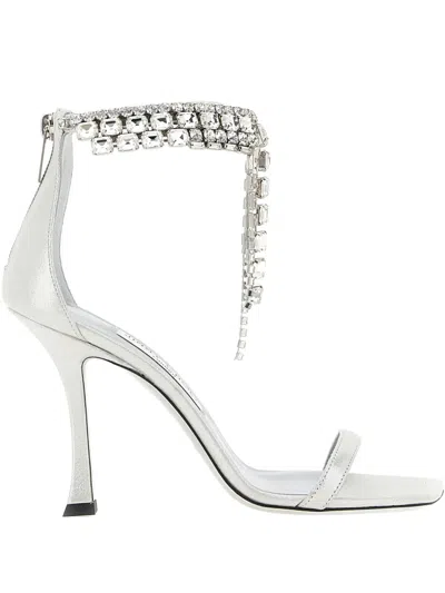JIMMY CHOO 100MM VERITY EMBELLISHED HEELED SANDALS