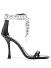 Jimmy Choo Verity 100 Crystal Embellished Leather Sandals In Black