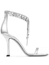 Jimmy Choo 'verity' Metallic Sandals With High Stiletto Heel In Silver