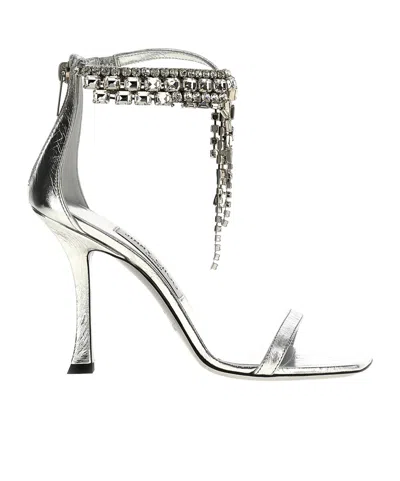 JIMMY CHOO JIMMY CHOO 100 VERITY EMBELLISHED STRAP HEELED SANDALS