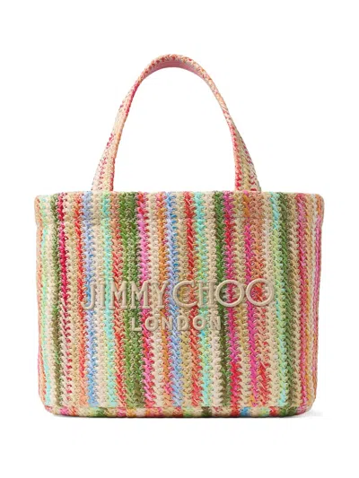 Jimmy Choo Striped Tote Bag In ピンク