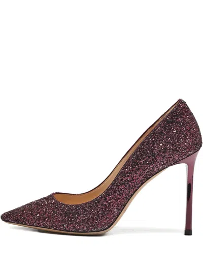 Pre-owned Jimmy Choo 105mm Glitter-detailing Heeled Pumps In Purple