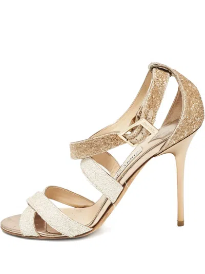 Pre-owned Jimmy Choo 2024 Glitter Stiletto Sandals In White