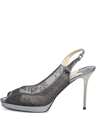 Pre-owned Jimmy Choo 105mm Lace Slingback Sandals