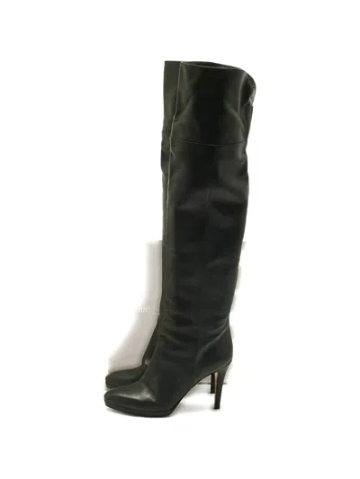 Pre-owned Jimmy Choo 105mm Leather Heel Boots In Black