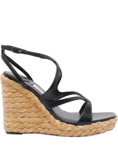Jimmy Choo Ayla 85 Leather Platform Espadrilles In Black