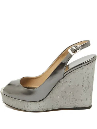 Pre-owned Jimmy Choo 110mm Leather Wedge Sandals