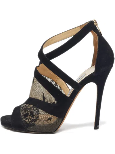 Pre-owned Jimmy Choo 115mm Flyte Suede Lace Sandals