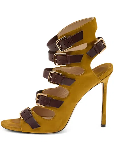 Pre-owned Jimmy Choo 115mm Trick Buckle Strappy Sandals