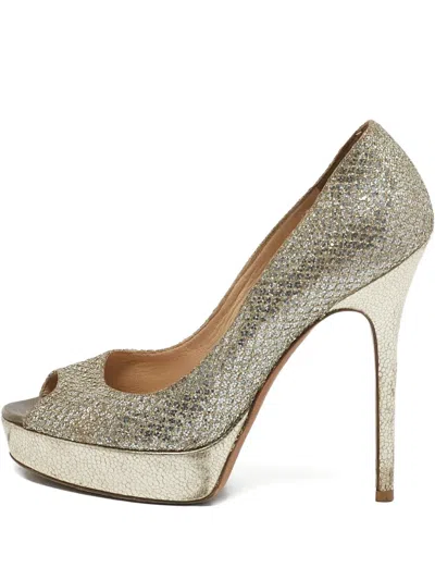 Pre-owned Jimmy Choo 1160498 Gold In Gray